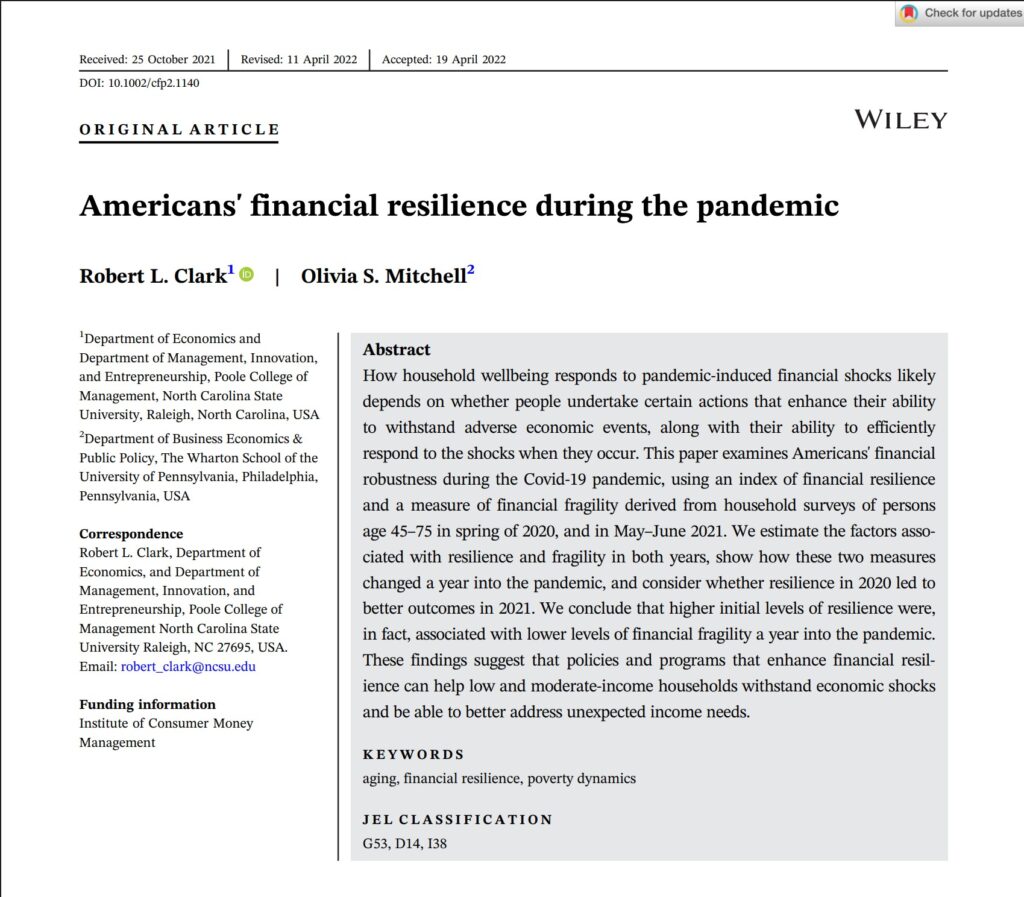 Research paper, "Americans financial resilience during the pandemic"